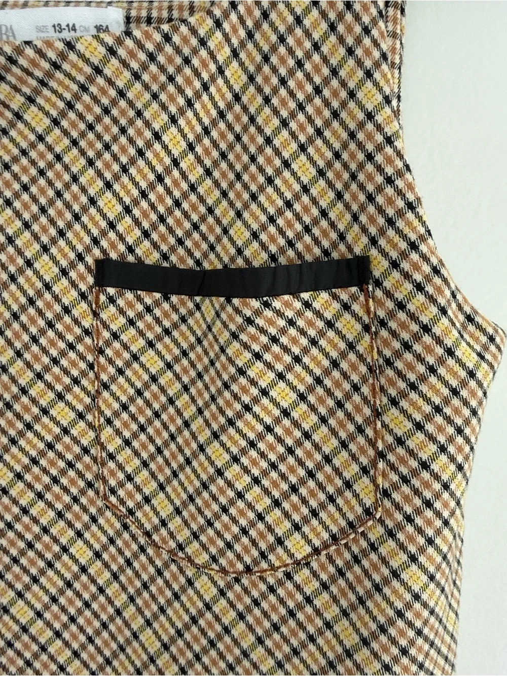 Zara Plaid Sleeveless Dress with Black Trim Pocket